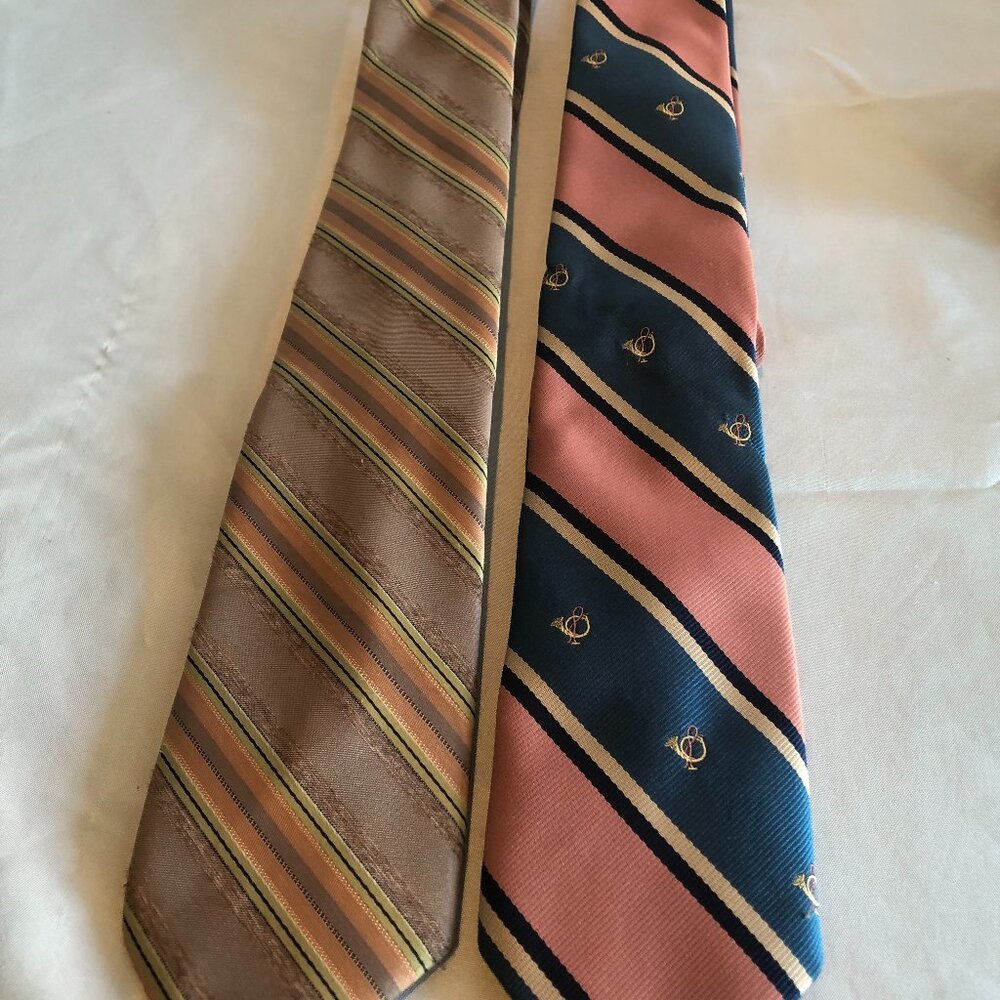 VINTAGE LOT of 2 Ties - Oakton Ltd Striped & Designer Collection Striped #F2